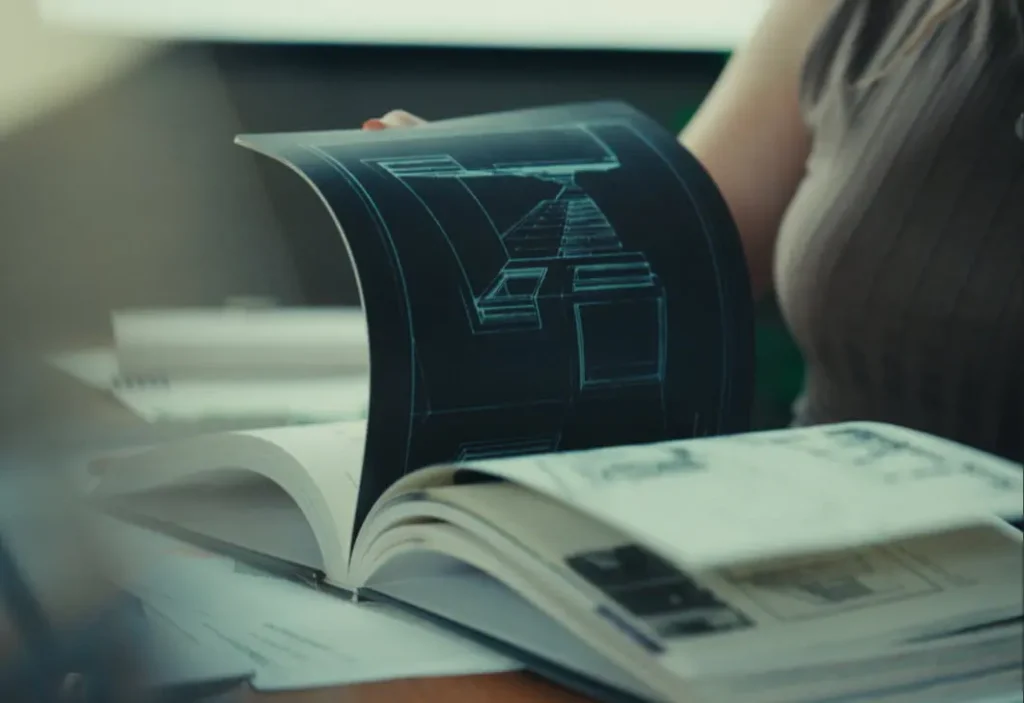 Kailey flips through a book sourcing inspiration.